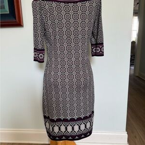 Elegant Black and Purple Patterned Dress